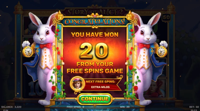 Story of Alice 2 - extra spins in the bonus