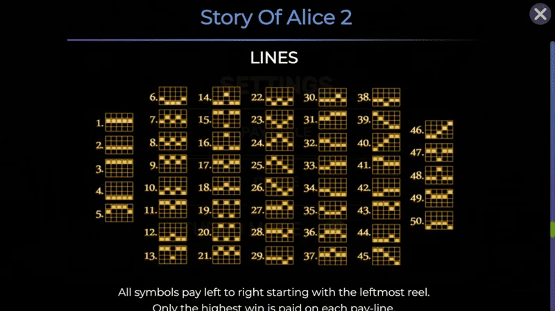 Story of Alice 2 - active paylines